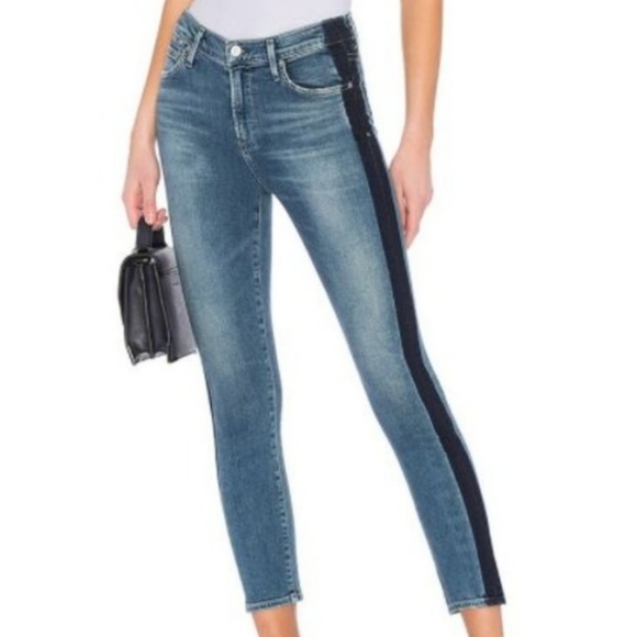 Citizens Rocket Crop High Rise Skinny Illusion Side Shadow Stripe - Picture 1 of 14